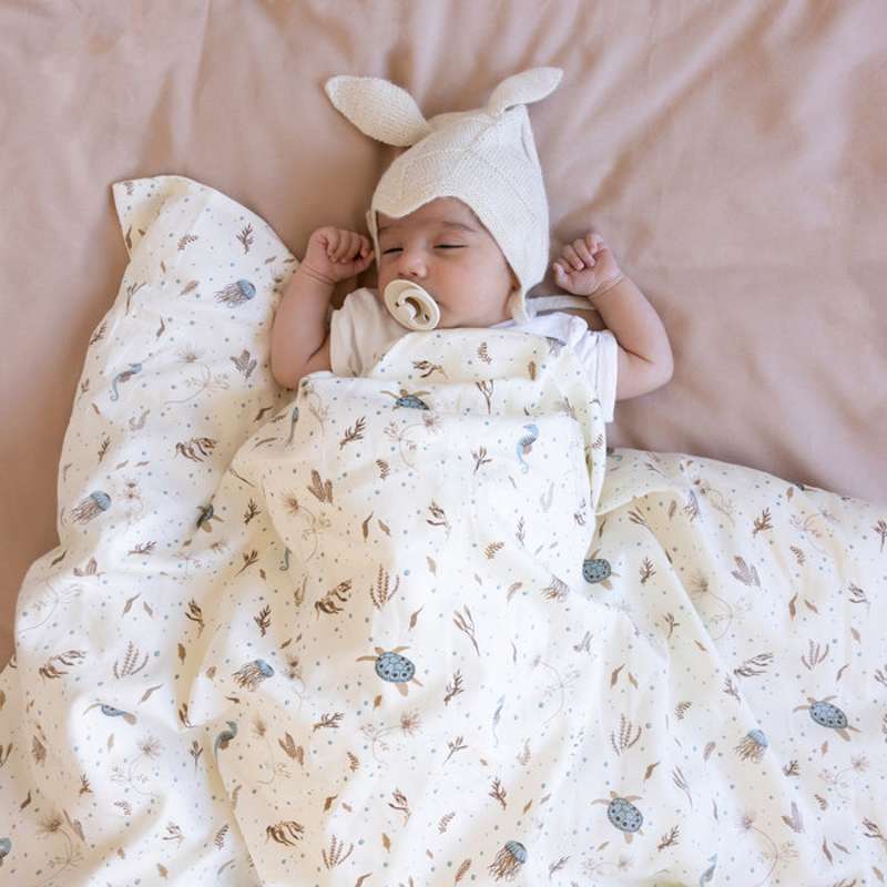 Cam Cam Copenhagen Lenjerie de pat - Bebeluș - GOTS - Grădina Mării