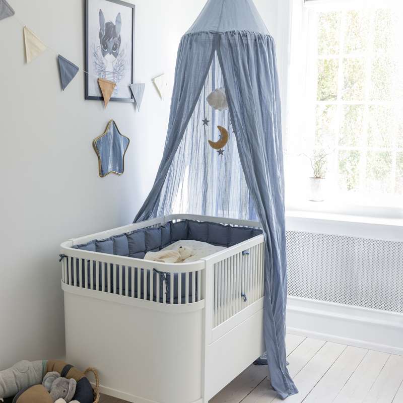 Sebra Sängyn taivas - Dobby-kudottu - Metsäjärvi sininen