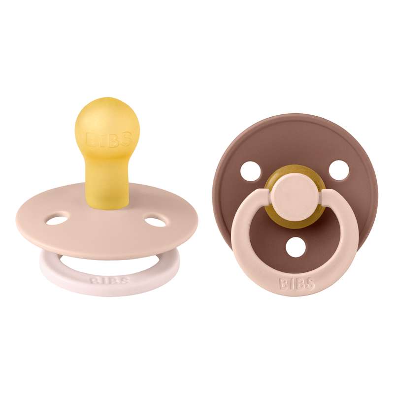 BIBS Couleur Ronde tétine - t. 1 - caoutchouc naturel - Studio - Fusion - Mélange Blush/Woodchuck