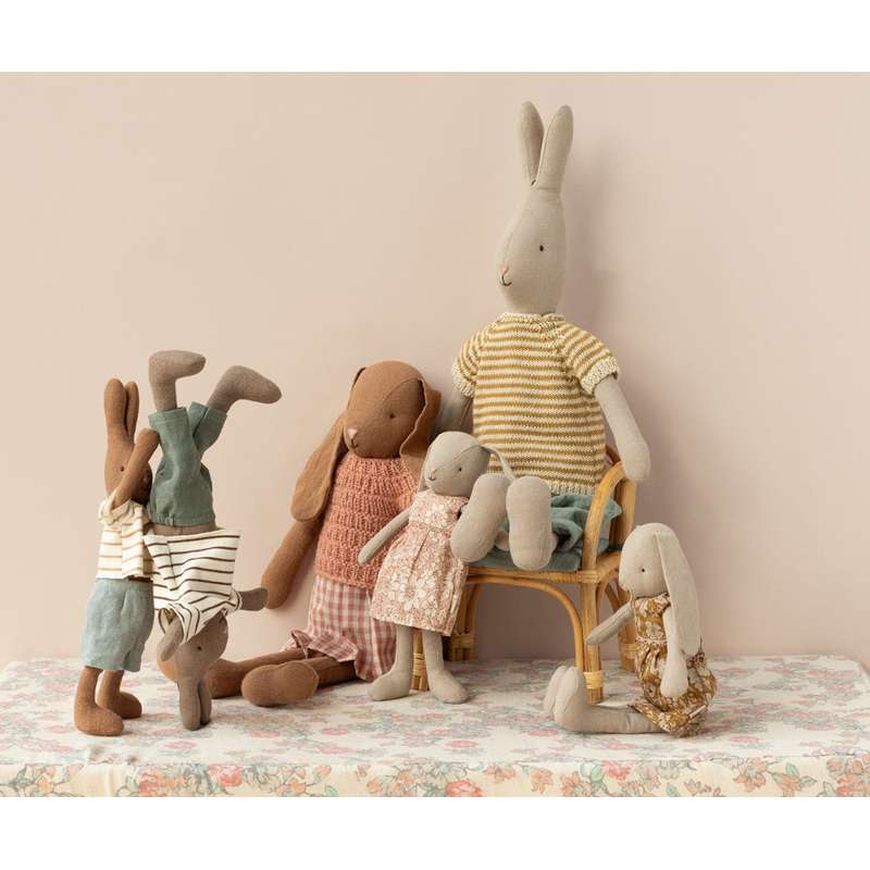 Maileg Rabbit - Size 2 - Brun - Striped Blouse and Pants