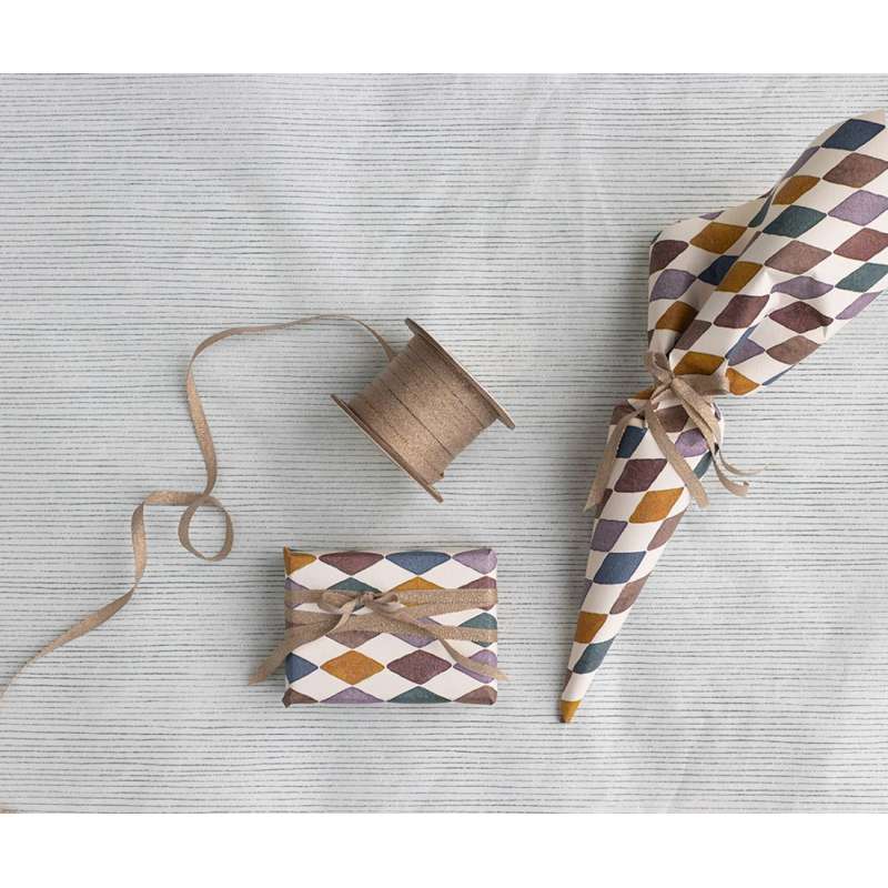 Maileg Gavebånd - Rosa/Gull - 25 meter/0.6 cm.