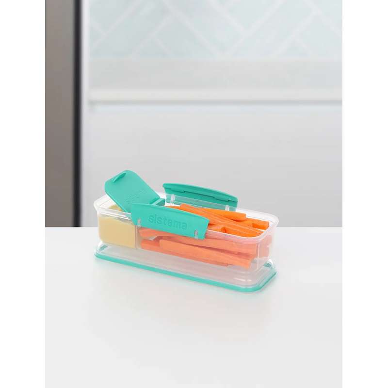 Sistema Snackbox - Snack Attack Lunch - 2 Compartments - 410ml - Clear/Minty Teal