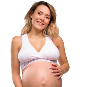Carriwell Nouvelle maman Soutien-gorge d'allaitement croisé biologique - Dentelle - blanc