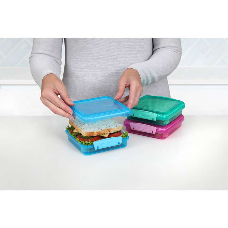 Sistema Lunchbox - Sandwich Box - 3-Pack - 450ml - Ass.