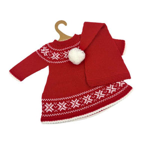 Memories by Así Puppenspielzeug - 43-46 cm. - Weihnachtsset - Kleid & Weihnachtsmütze