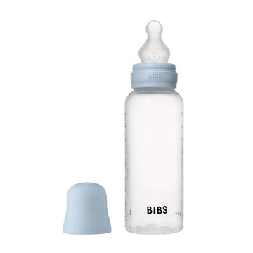 BIBS Flaske - Sutteflaskesett - Plast - Silikon/Medium Flow/Rund - 270 ml. - Baby Blue