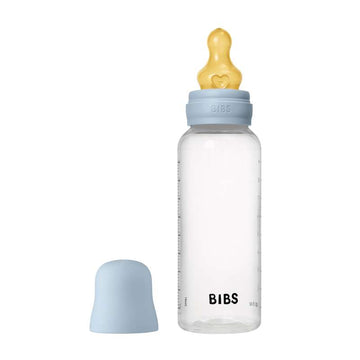BIBS Bottle - Baby Bottle Set - Plastic - Latex/Medium Flow/Round - 270 ml. - Baby Blue