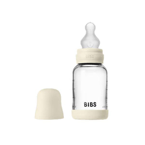 BIBS Boca - Set za cuclanje - Staklo - Silikon/Sporo protjecanje/Okroglo - 120 ml. - Slonovača