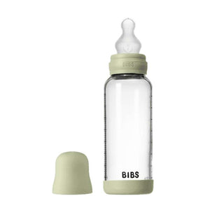 BIBS Bottle - Baby Bottle Set - Glass - Silicone/Medium Flow/Round - 240 ml. - Sage