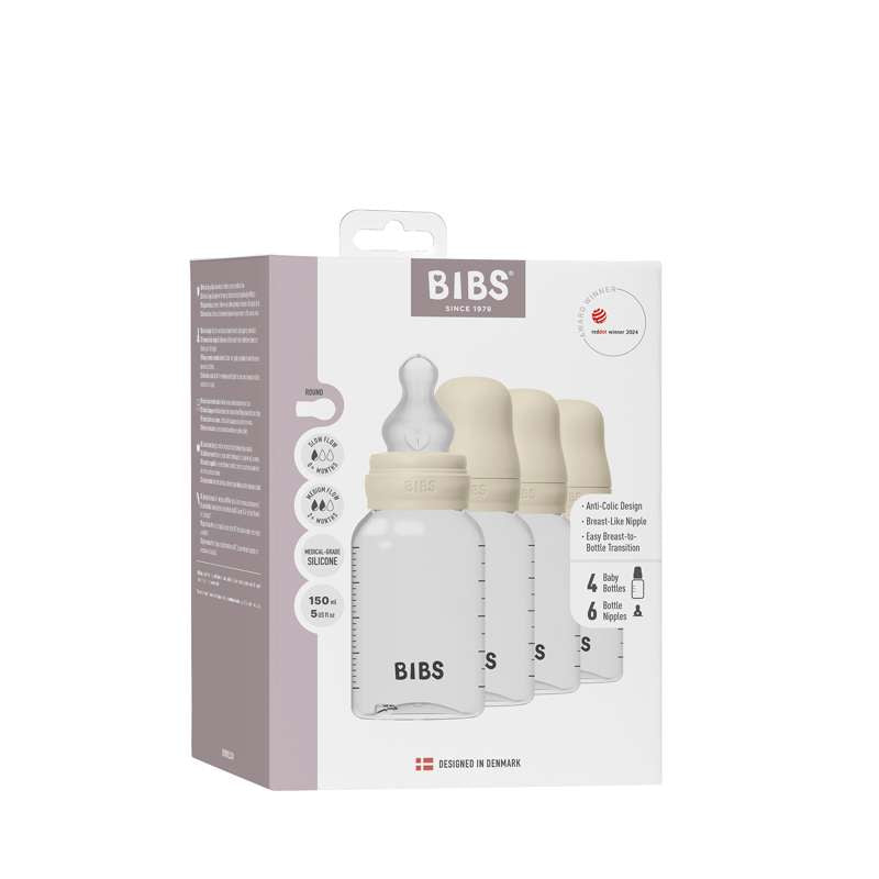 BIBS Botella - Set de biberones - 4 uds. - Plástico - Silicona - 150 ml. - Marfil
