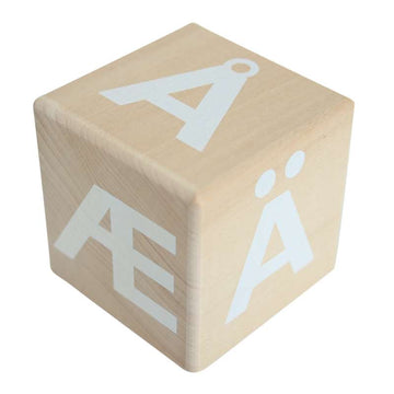 Ooh Noo Alphabet block in wood with special characters - white text