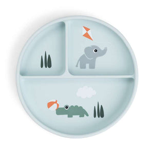 Done By Deer Stick & Stay Divided Plate - Playground - Blue