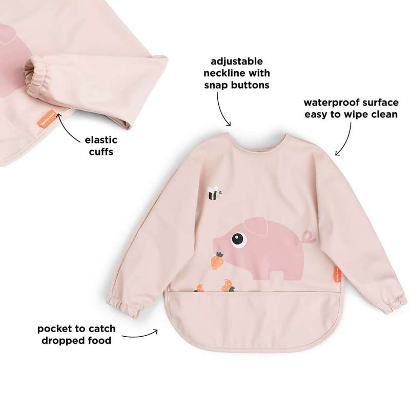 Done By Deer Bavoir avec manches et poche - Tiny Farm - Poudré