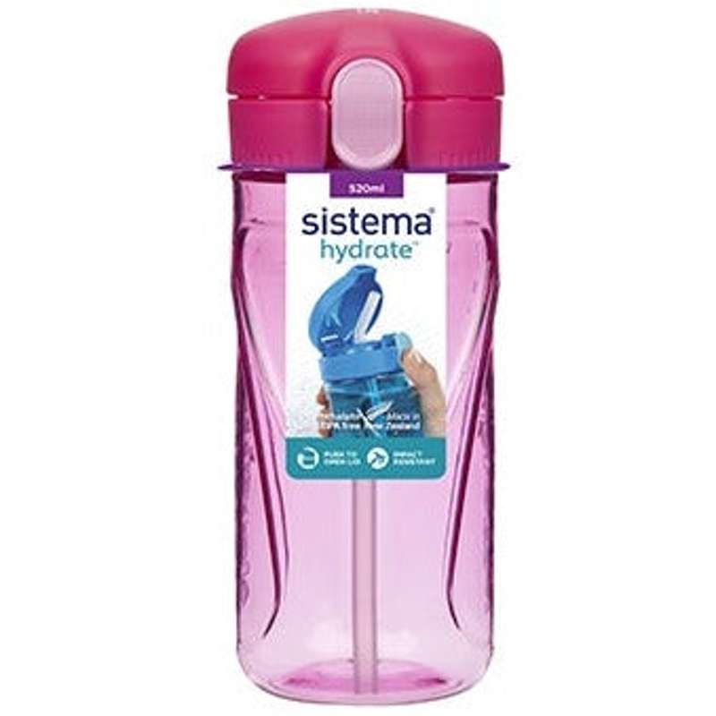 Sistema Water Bottle - Tritan Quick Flip - 520ml - Pink
