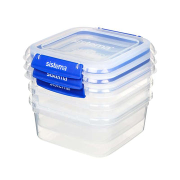 Sistema Food Storage - Clip It Plus - Square - 3-Pack - 1.15L - Blue