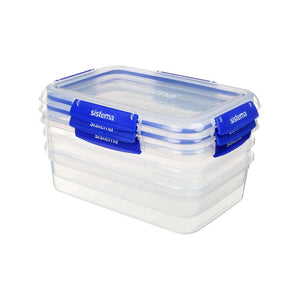 Sistema Food Storage - Clip It Plus - Rectangle - 3-Pack - 2.2L - Blue