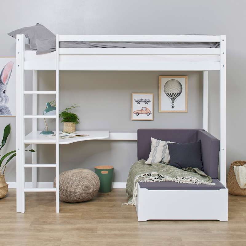 Hoppekids ECO Dream - MEGA Lit avec module lounge et plateau - 90x200 cm. - Blanc