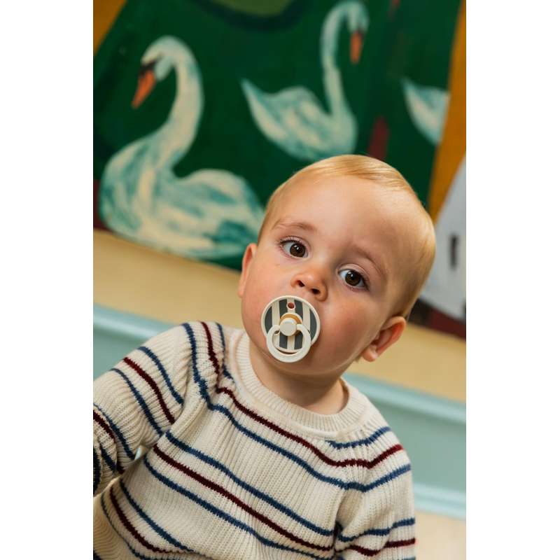 Bibs Round Colour Pacifier - sz. 2 - natural rubber - Studio - Block - Ivory/Pine
