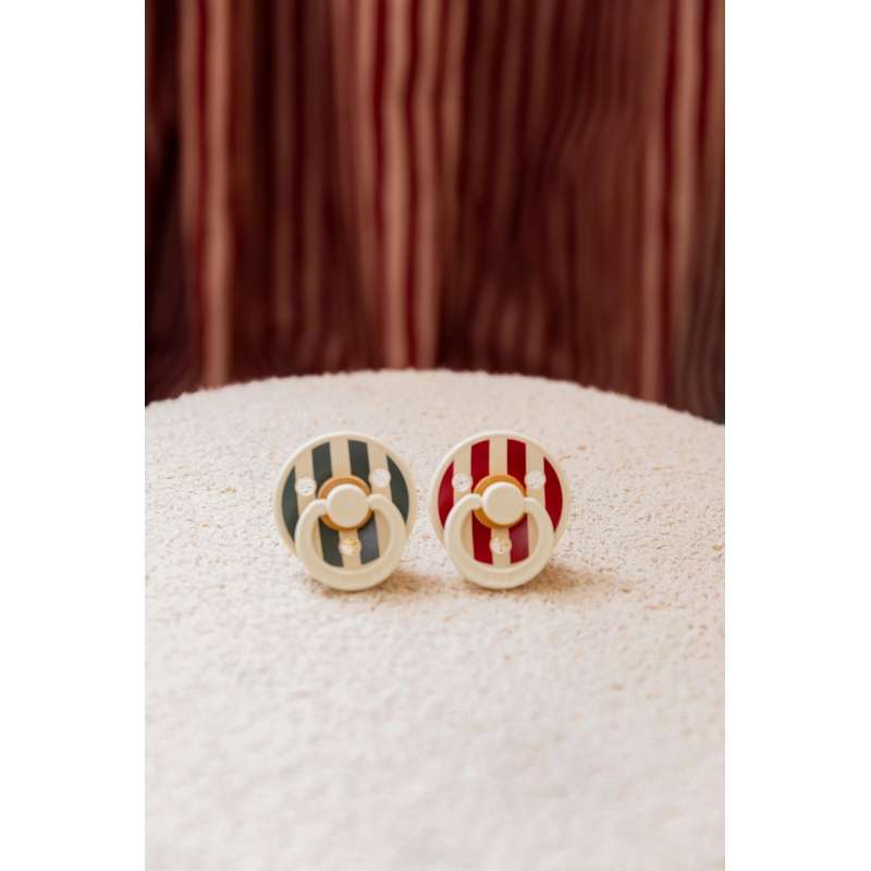 Succhietto Bibs Rotondo Colour - 2-Pak - tg. 2 - gomma naturale - Studio - Blocco - Ruby/Pine Mix