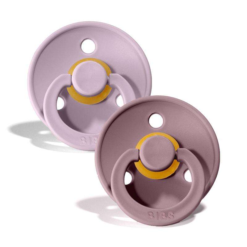 Bibs Rund Colour Smokk - 2-Pak - str. 1 - naturgummi - Dusk Lilac/Heather