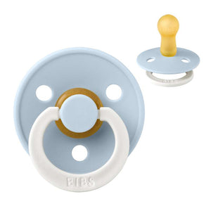 Bibs Round Colour Pacifier - sz. 2 - natural rubber - GLOW - Baby Blue
