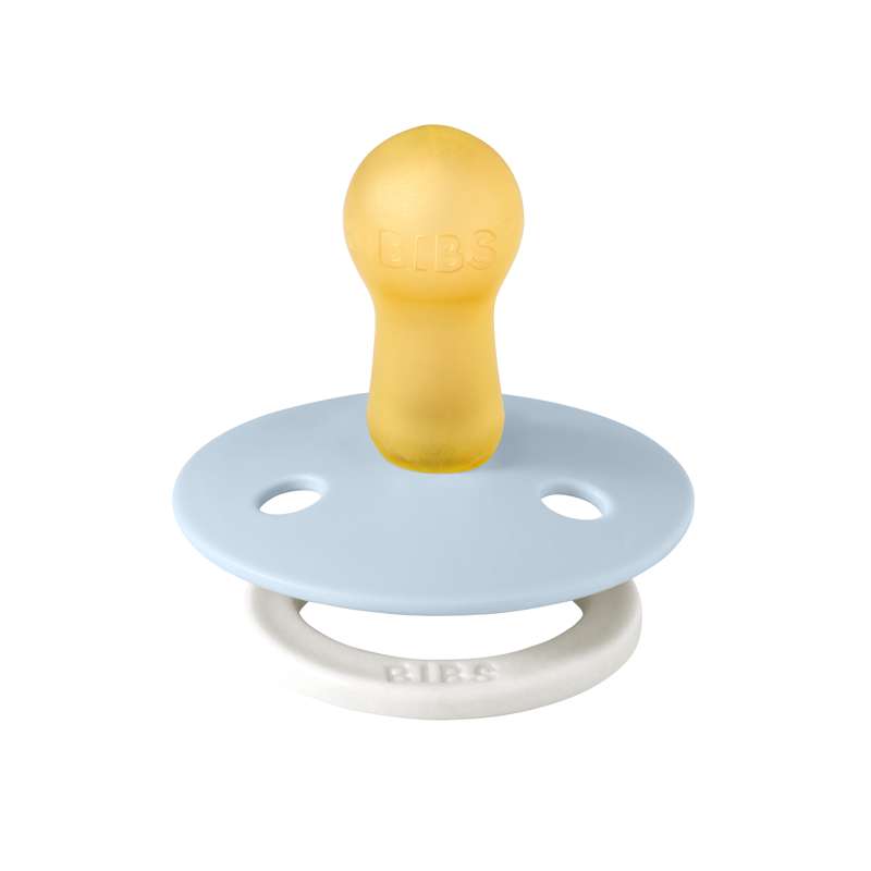 Bibs Round Colour Pacifier - sz. 2 - natural rubber - GLOW - Baby Blue
