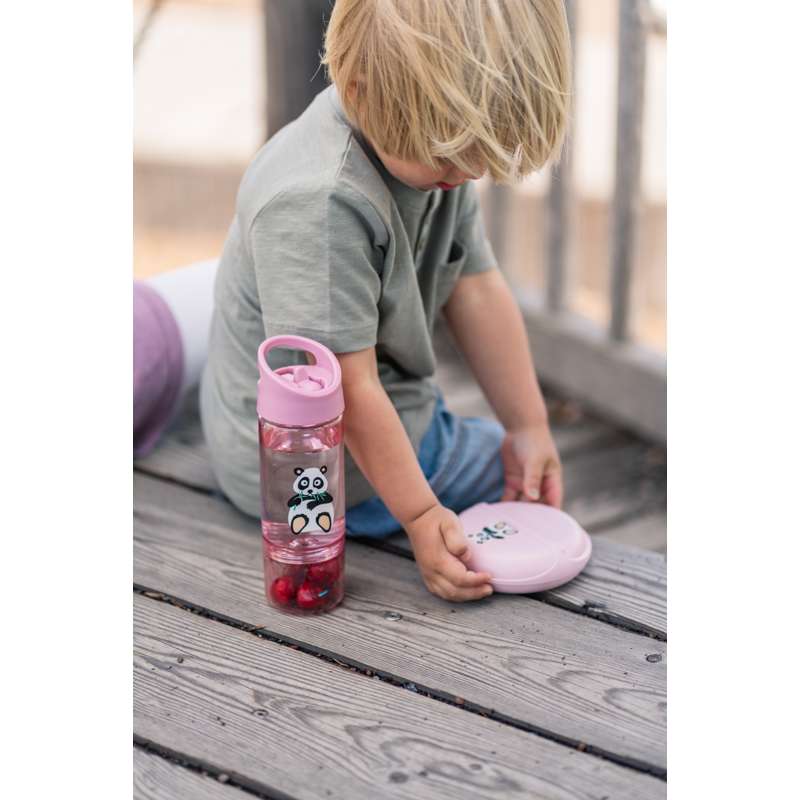 Carl Oscar Borraccia per bambini con base per snack - Panda - Rosa