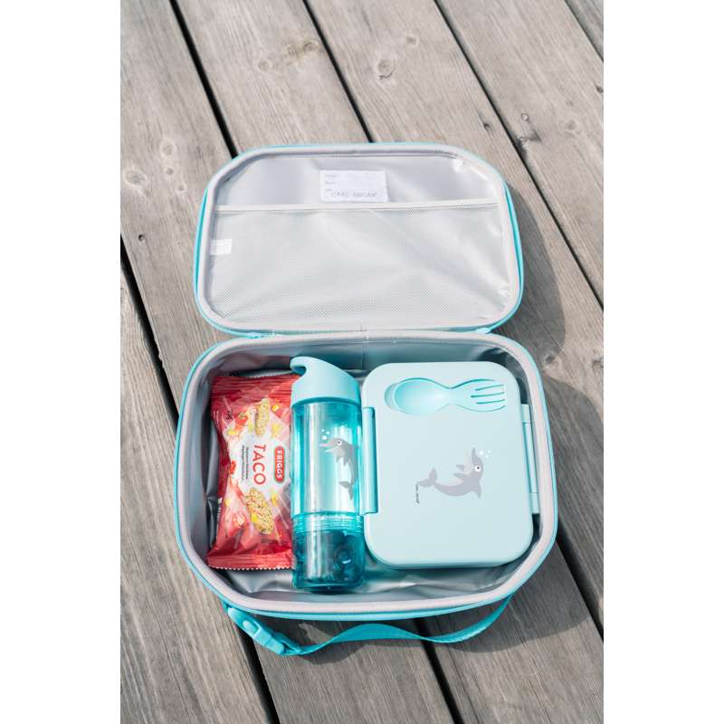 Carl Oscar Borraccia per bambini con fondo per snack - Delfino - Chiaro Blu