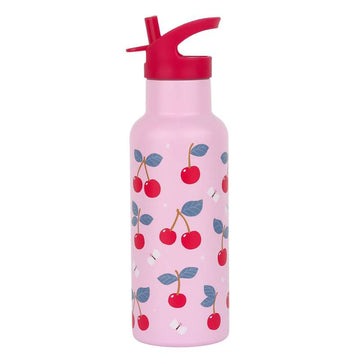A Little Lovely Company Bottiglia d'acqua in acciaio inox - XL - 500ml - Ciliegie