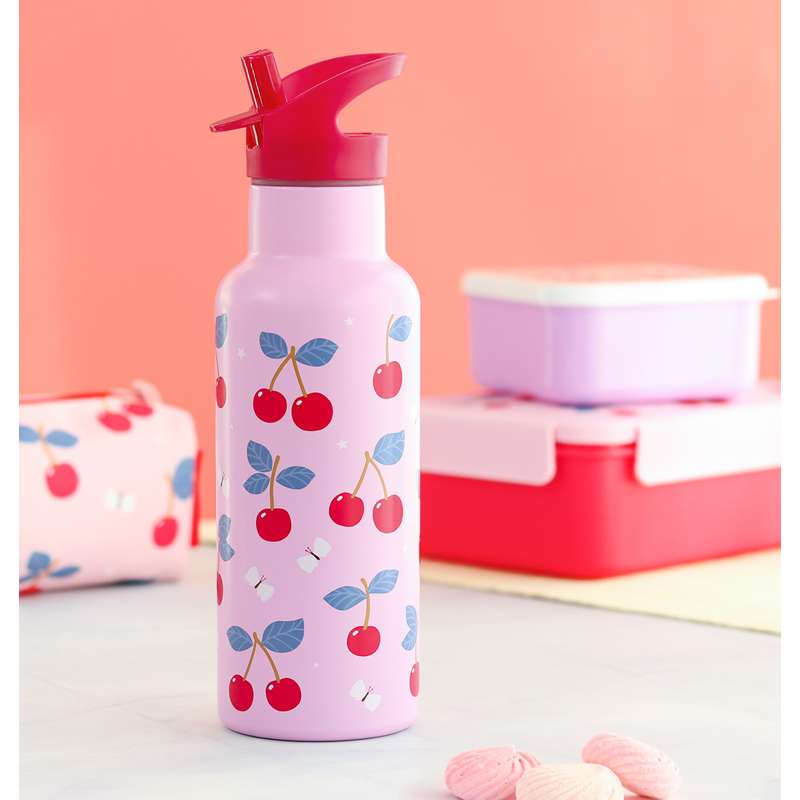 A Little Lovely Company Láhev na vodu - XL - 500ml - Třešně