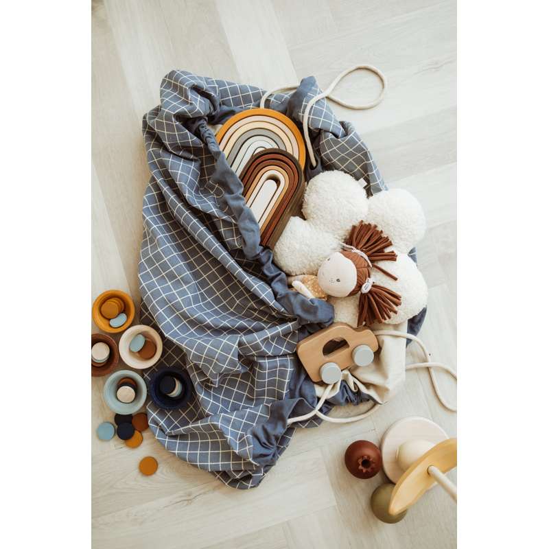 Play & Go 2-v-1 úložná podložka/hračková podložka - Organická mriežka - Modrá