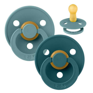 Bibs Rund Colour Smokk - 2-Pak - str. 2 - naturgummi - Island Hav/Skogssjø