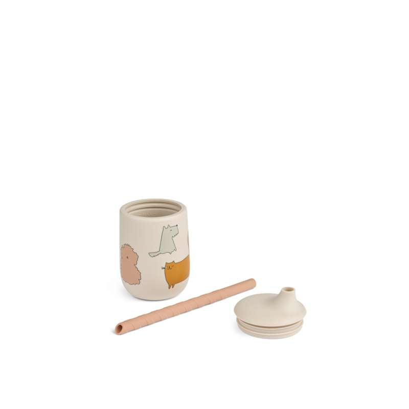 Liewood Ellis Tudekop m. Lågu ja Sugerør - 230ml - Kissat ja koirat/Sandy