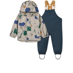Liewood Manu Raincoat Set - Dinosaurs/Mist