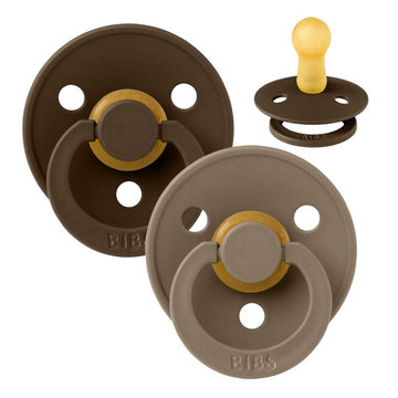 Sucette Bibs Rond Colour - 2-Pak - t. 2 - caoutchouc naturel - Mocha/Chêne Foncé