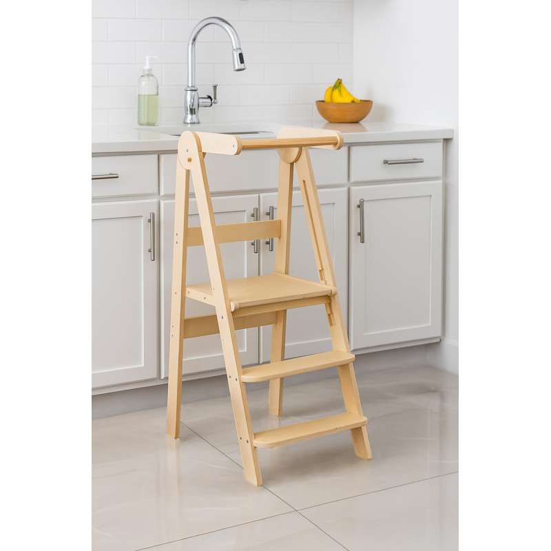 Kid'oh Learning Tower - Foldable - Wood - Natural