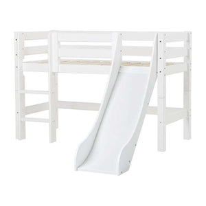 Hoppekids ECO Luxury - Mid sleeper bed m. Slide - Straight Ladder - Multiple Sizes - White