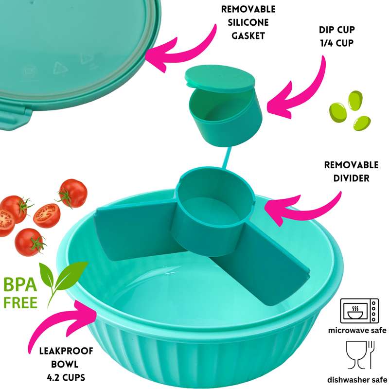 Yumbox Obedová miska - Poke Love Bowl - 4 priehradky - Paradise Aqua