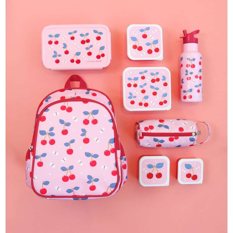 A Little Lovely Company Lunch box - and Snack box set - 4 pcs. - Cherries