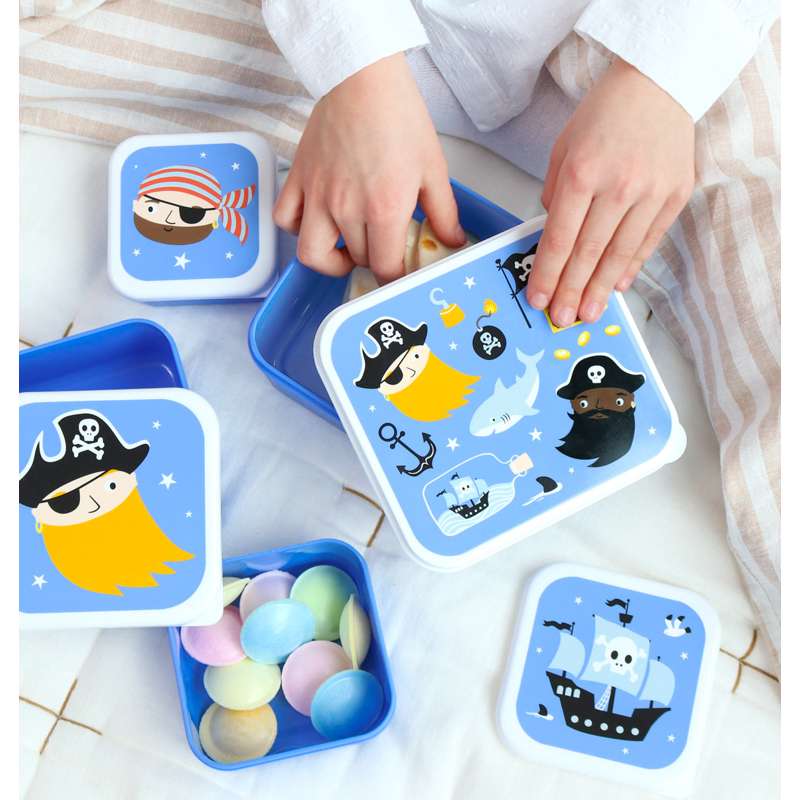 A Little Lovely Company Caja de almuerzo - y set de cajas de snacks - 4 uds. - Piratas
