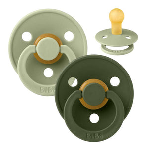 Bibs Στρογγυλή Colour Πιπίλα - 2-Πακέτο - μεγ. 1 - φυσικό καουτσούκ - Σοφίτα/Κυνηγός Πράσινο