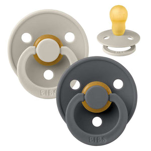 Bibs Round Colour Pacifier - 2-Pack - sz. 3 - natural rubber - Sand/Iron