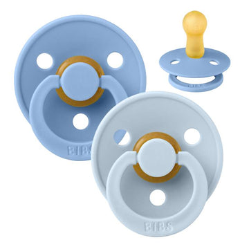 Bibs Ronde Colour Fopspeen - 2-Pack - mt. 2 - natuurrubber - Luchtblauw/Babyblauw
