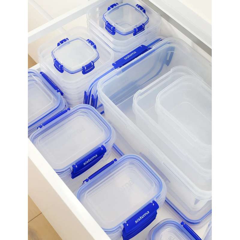 Sistema Food Storage - Clip It Plus - Rectangle - 3-Pack - 400ml - Blue