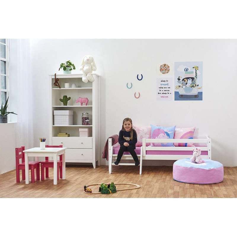 Hoppekids ECO Dream - Cama infantil m. Escada e Barreira de cama - 70x160 cm. - Branco