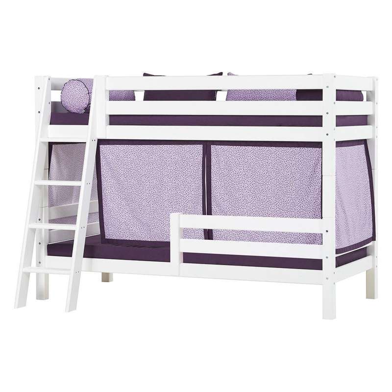 Hoppekids ECO Luxury - Etagenbett 150 cm. - 90x200 cm. - Zwei Rausfallschutze - Schräge Leiter - Flexibler Lattenrost - Weiß