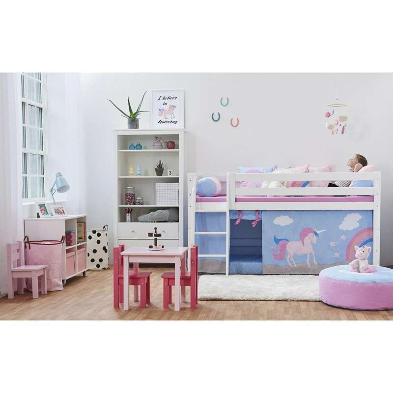 Hoppekids ECO Luxury - Halbhochbett - 90x200 cm. - Flexibler Einlegboden - Weiß