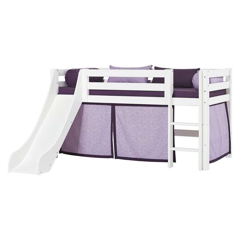 Hoppekids ECO Luxury - Ημιυψηλό Κρεβάτι με Τσουλήθρα - 90x200 εκ. - Ευέλικτη Βάση Στρώματος - Λευκό
