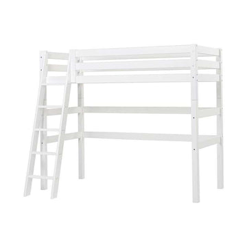 Hoppekids ECO Luxury - Lit mezzanine - 90x200 cm. - Échelle inclinée - Base d'insertion flexible - Blanc
