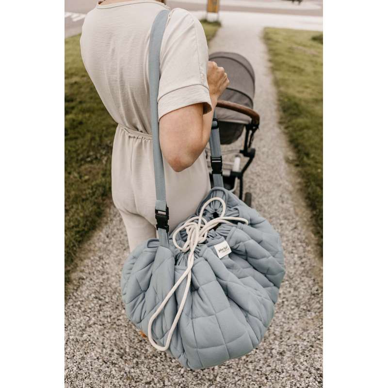 Play & Go Pehmeä orgaaninen - 2-in-1 säilytysmatto/leikkimatto - pölyinen sininen